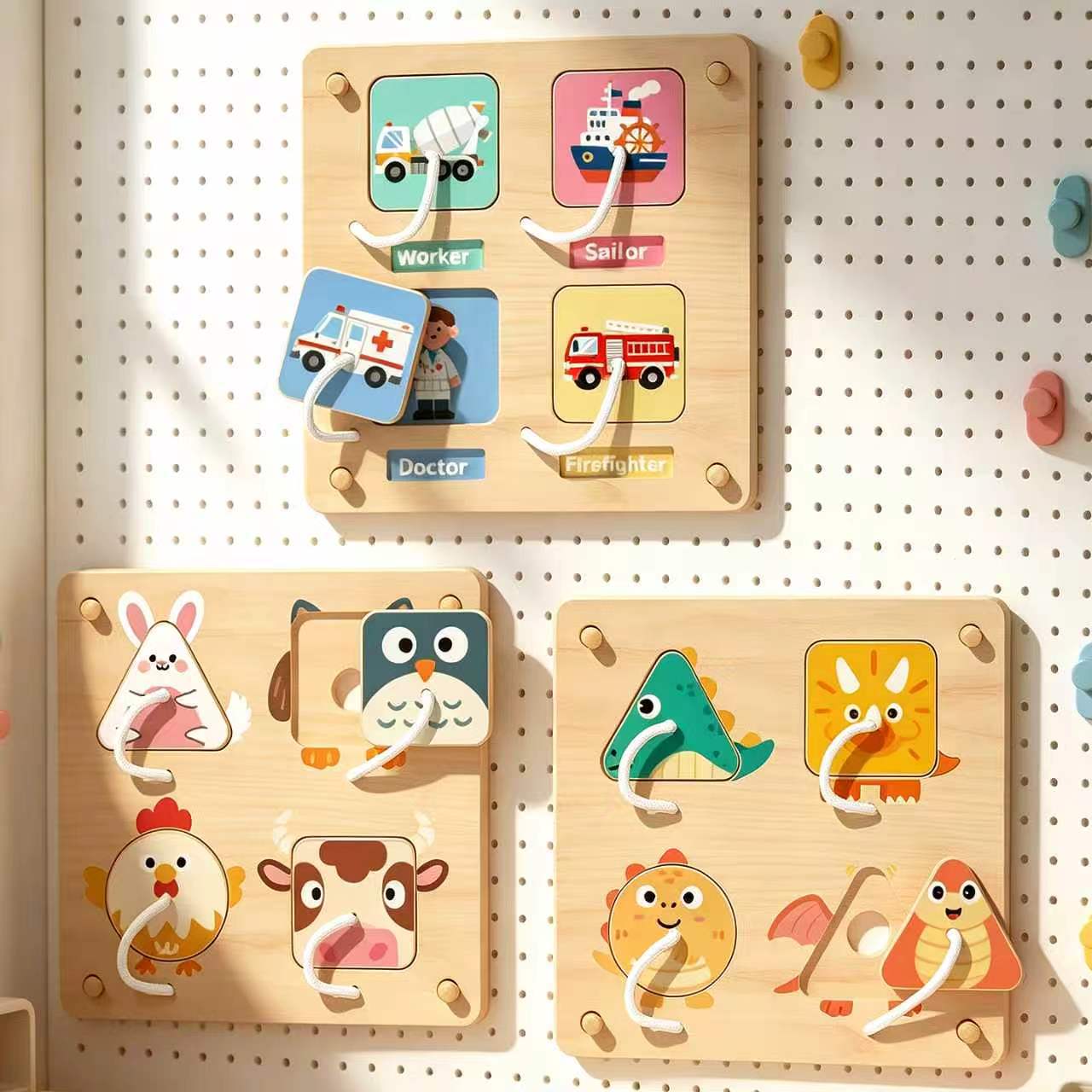 Montessori Wooden Busy Board Toddler - Papan Aktivitas Kayu Montessori DIY Aksesoris