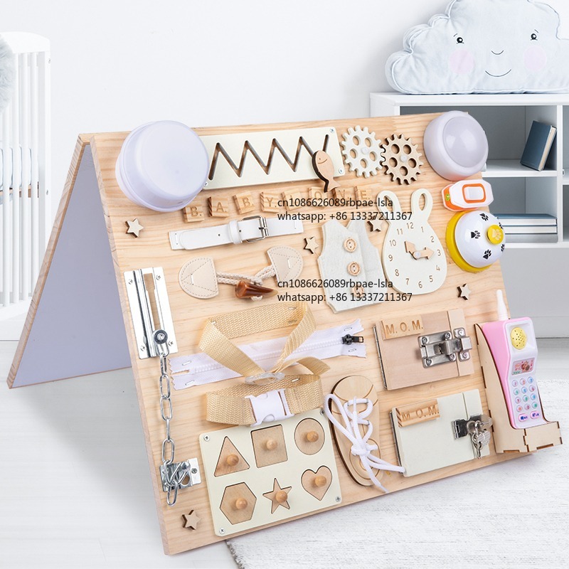 Mainan Aktivitas Sensorik Kayu - Montessori Wooden Busy Board Toddler ulasan dan harga