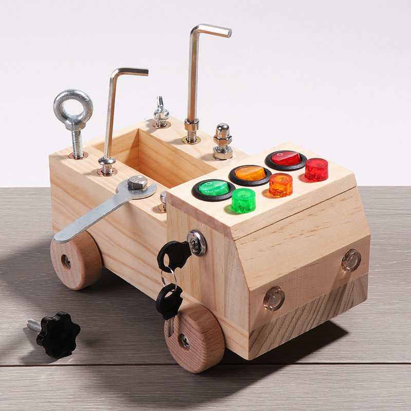 Gitar Kayu LED Bercahaya, Papa - Montessori Wooden Busy Board Toddler ulasan dan harga